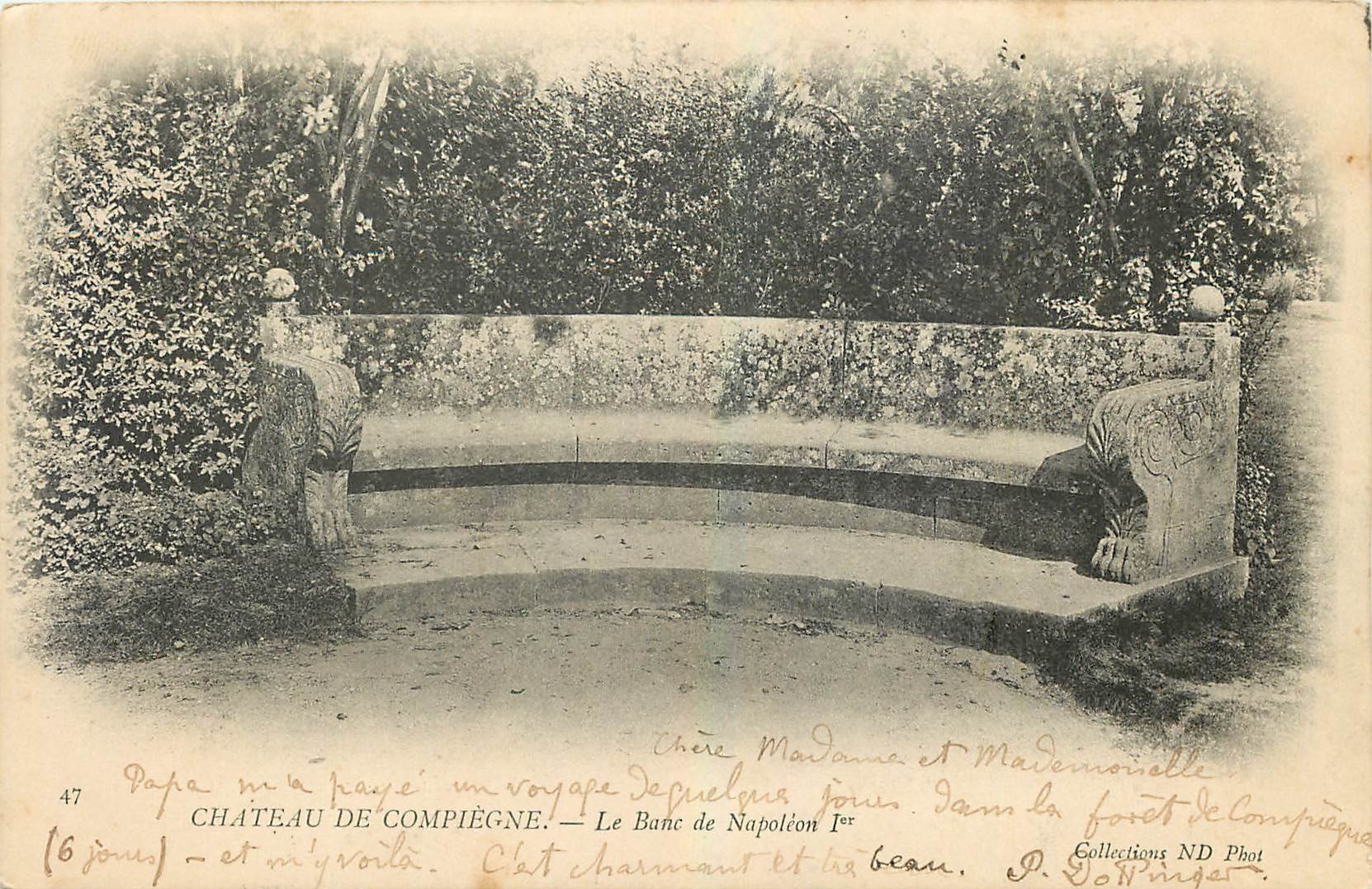 CPA Chateau de Compiegne le Banc de Napoleon Ier 