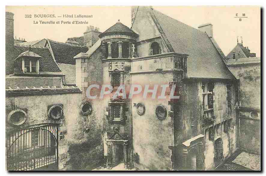 CPA Bourges Hotel Lallemant la Tourelle et Porte d'entree 