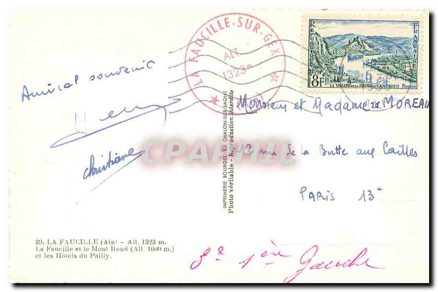 CPA La Faucille Ain la Faucille et le Mont Rond et les Hotels du Pailly  — Rückseite