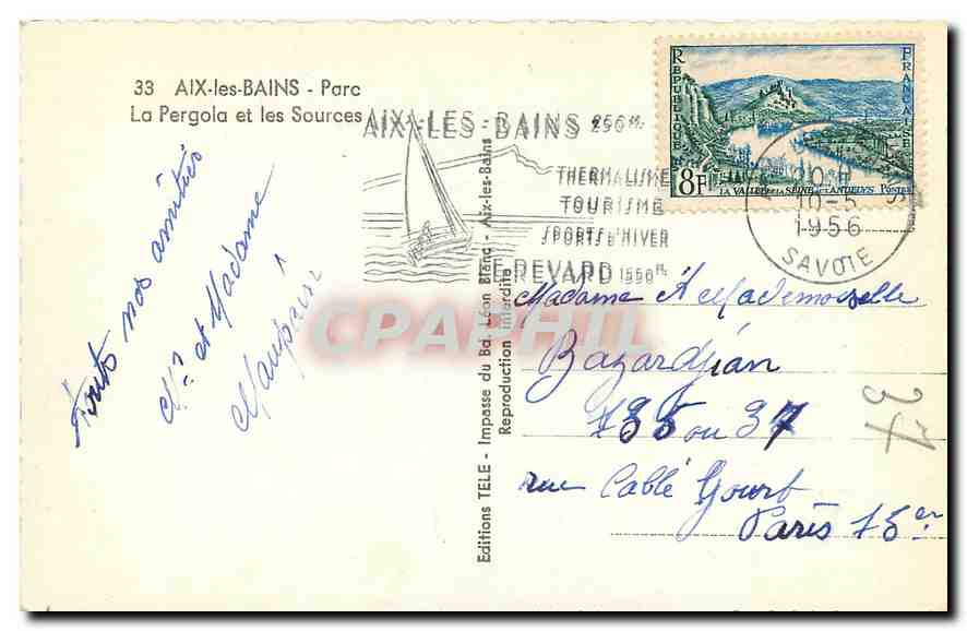 CPA Aix les Bains Parc la Pergola et les Sources  — Rückseite