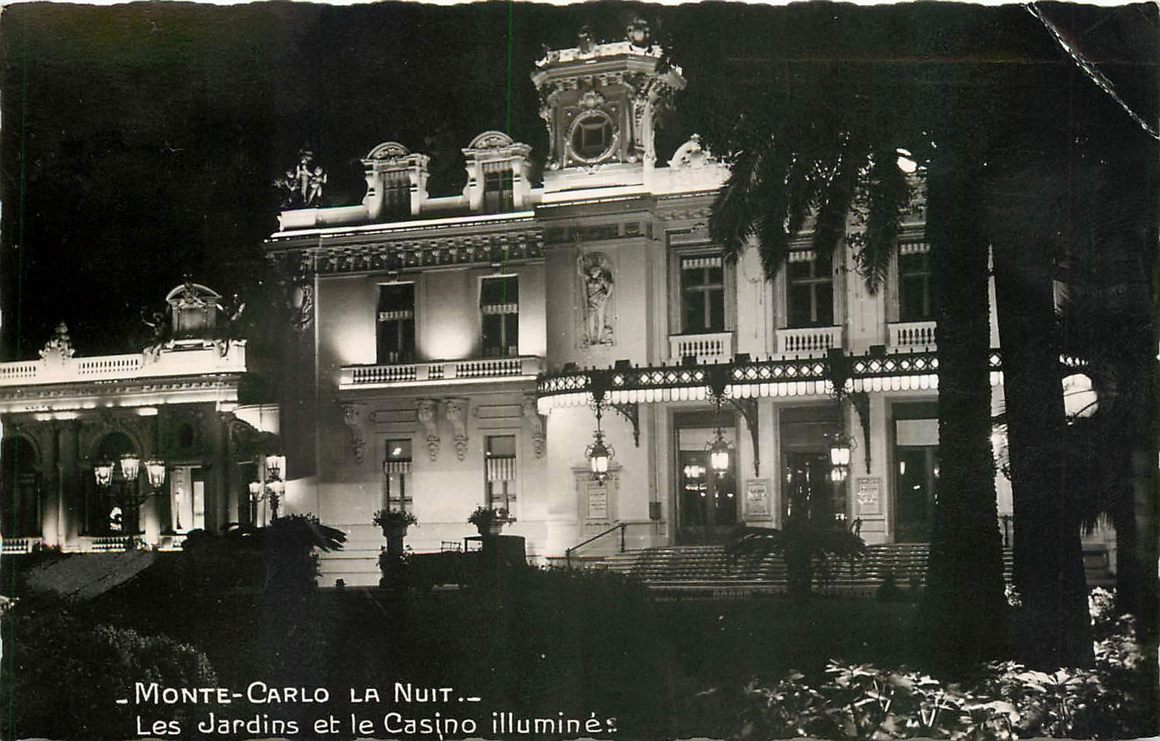 CPA Monte Carlo la Nuit Les Jardins et le Casino illumines 