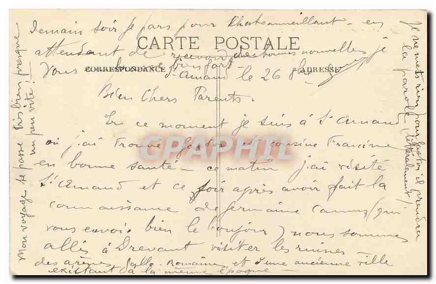 Drevant (Cher), près Saint-Amand-Montrond — Ruines Gallo-Romaines — Éditeur : CPAPHIL, n° 293 — Verso