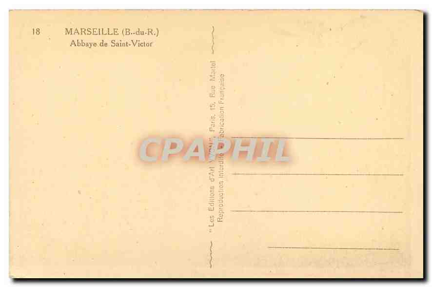 CPA Marseille B du R Abbaye de Saint Victor  — Rückseite