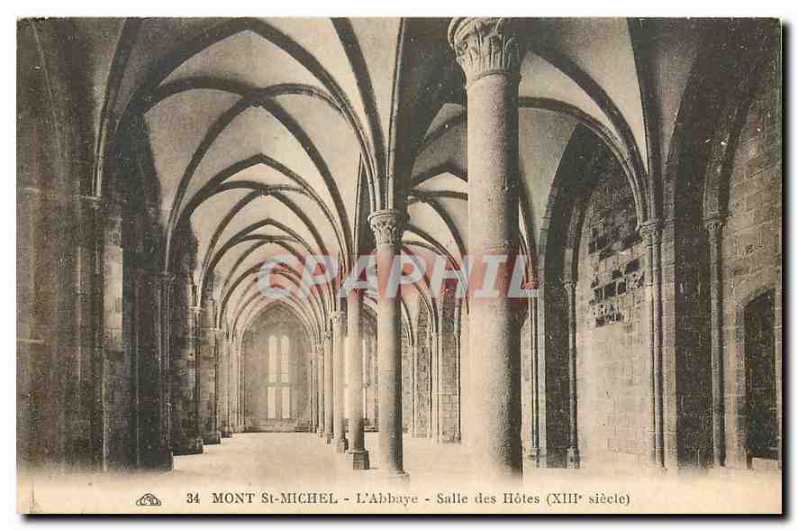 CPA Mont St Michel L'Abbaye Salle des Hotes 