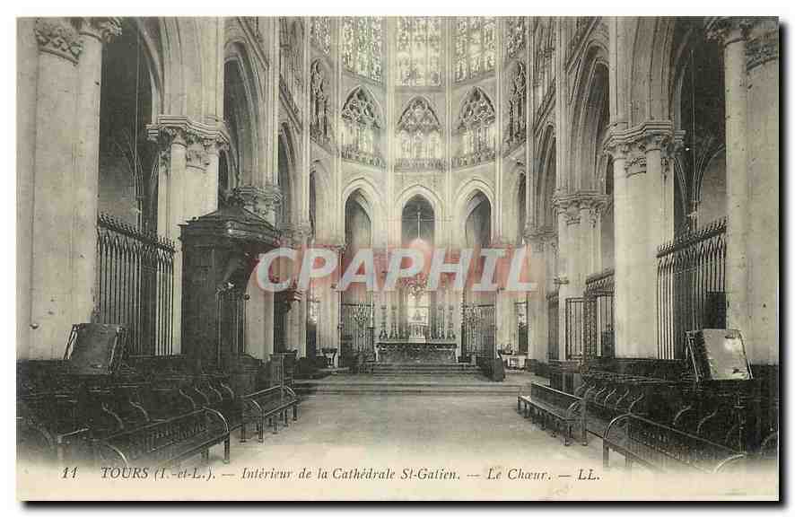 CPA Tours I et L Interieur de la cathedrale St Gatien Le Choeur 