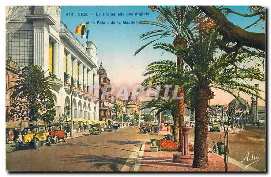 CPA Nice La Promenade des Anglais et le palais de la Mediterranee 