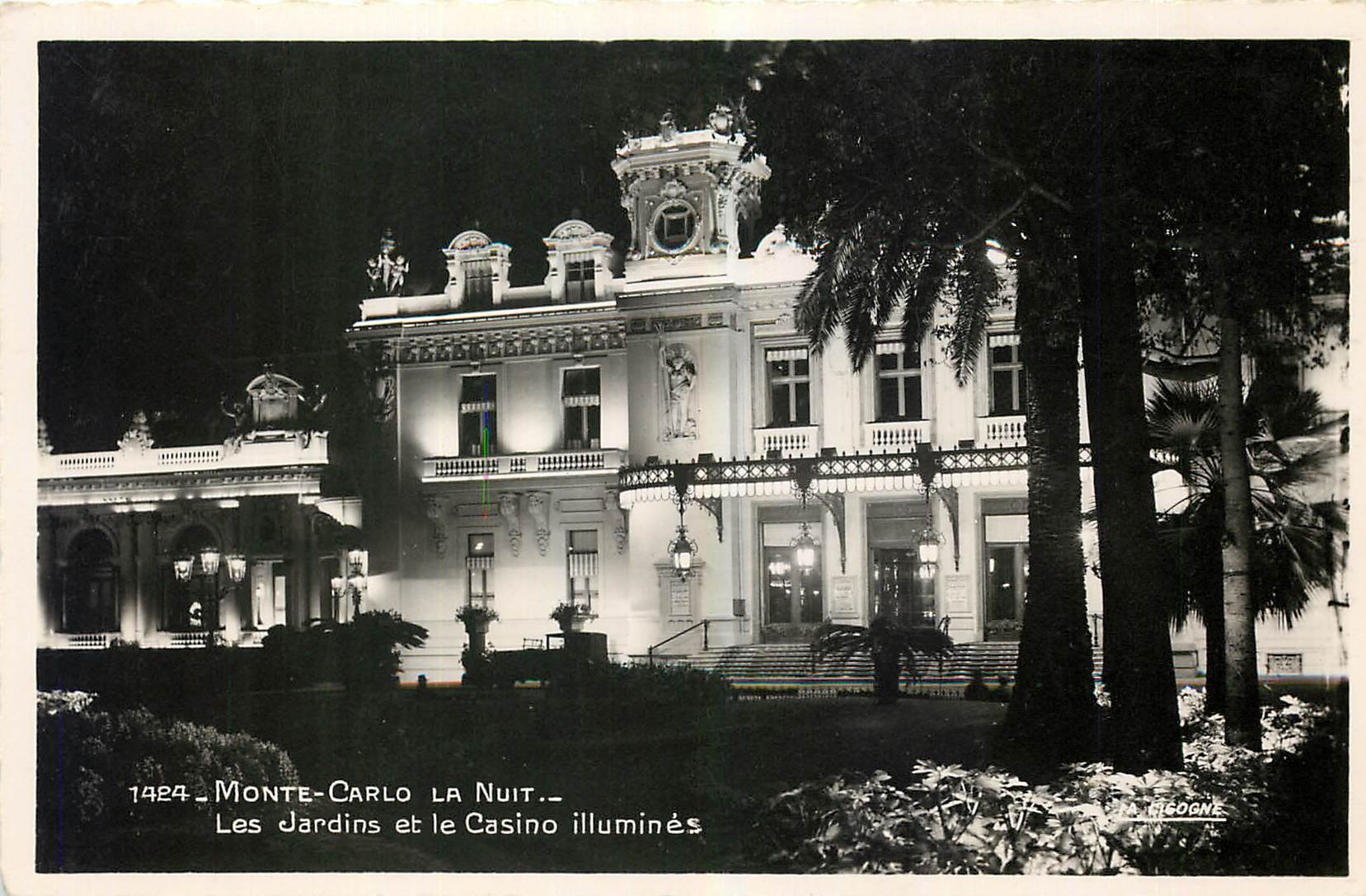 CPA Monte Carlo la Nuit Les Jardins et le Casino illumines 