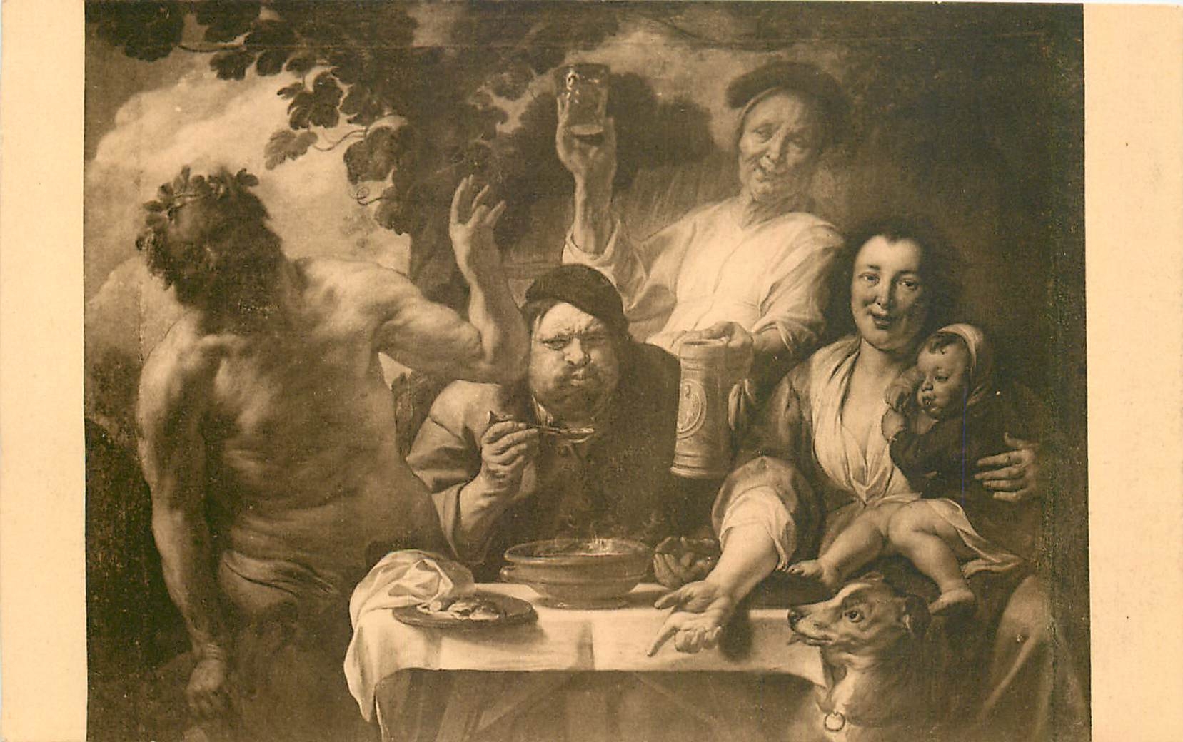 CPA J Jordaens Le salyre et le paysan Musee de Bruxelles 