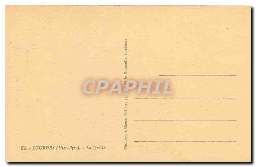 CPA Lourdes Htes Pyr La Grotte  — Verso