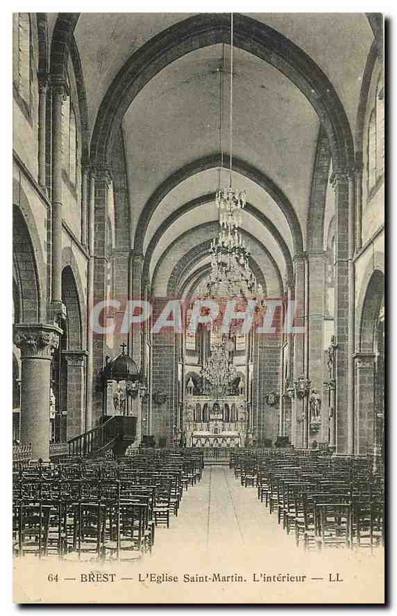 CPA Brest L'Eglise Saint Martin L'interieur 