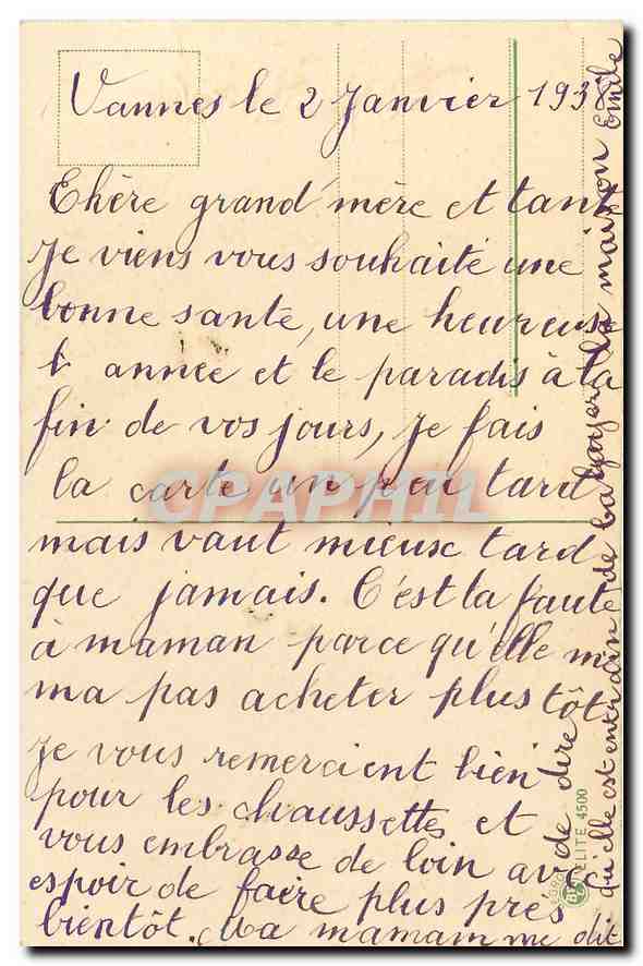 CPA Bonne annee — Verso
