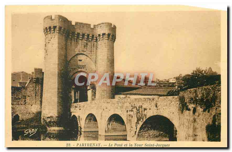 CPA Parthenay Le Pont et la Tour Saint Jacques 