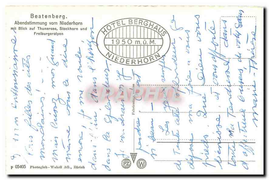 CPM Beatenberg Abendstimmun Niederhorn mit Blick auf Thunersee  — Rückseite