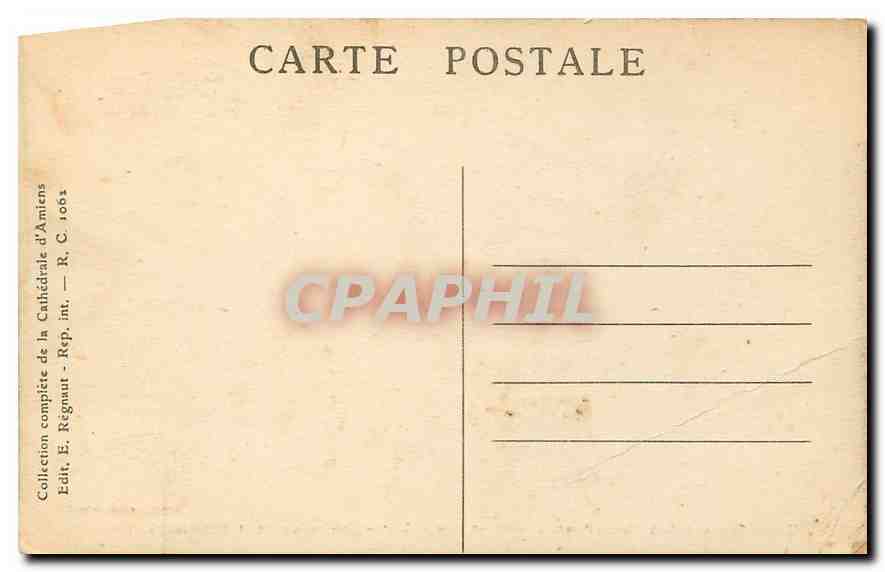 CPA Cathedrale d'Amiens Pierre a laver les Morts  — Rückseite