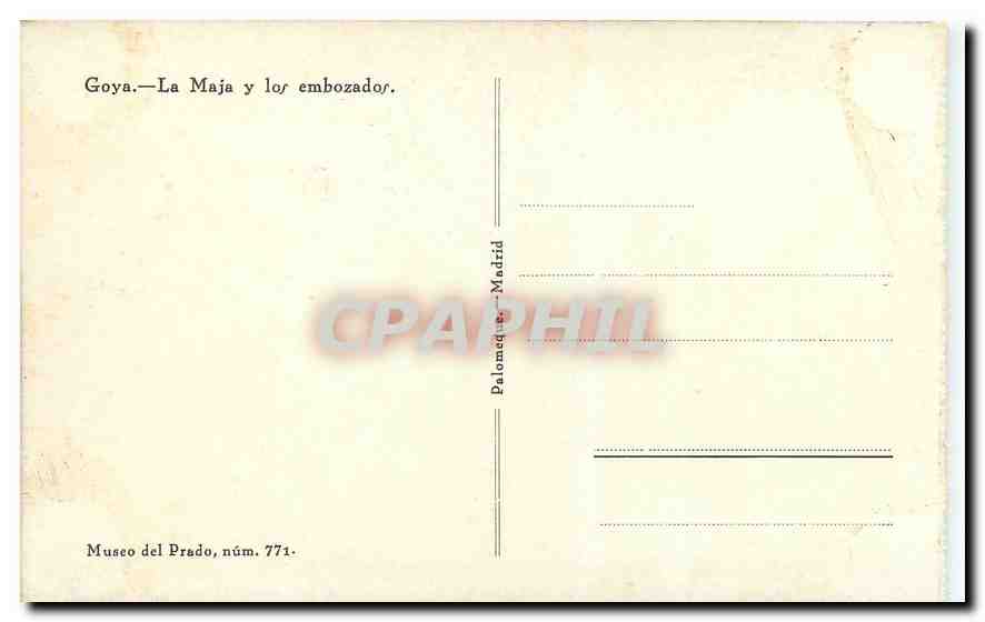 CPA Goya La Maja Museo del Prado  — Verso