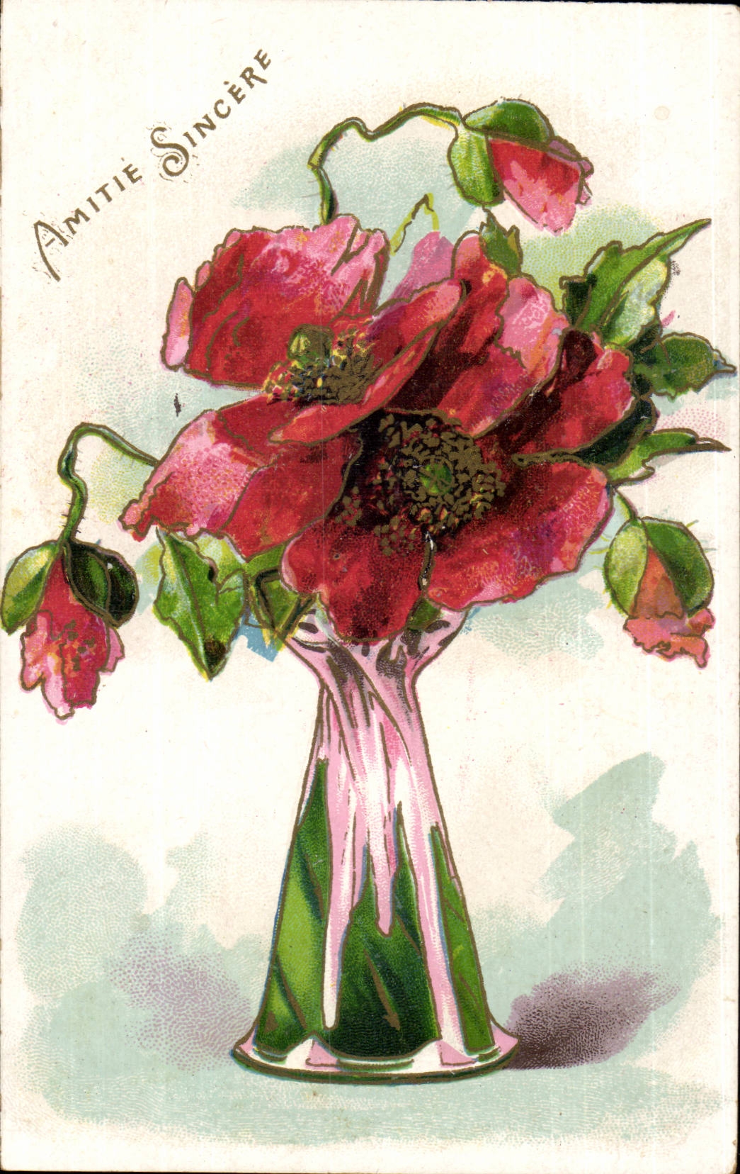 CPA Fantaisie Fleurs Amitie sincere
