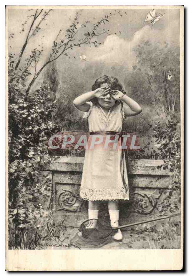 CPA Fantaisie Enfant et papillon (butterfly)
