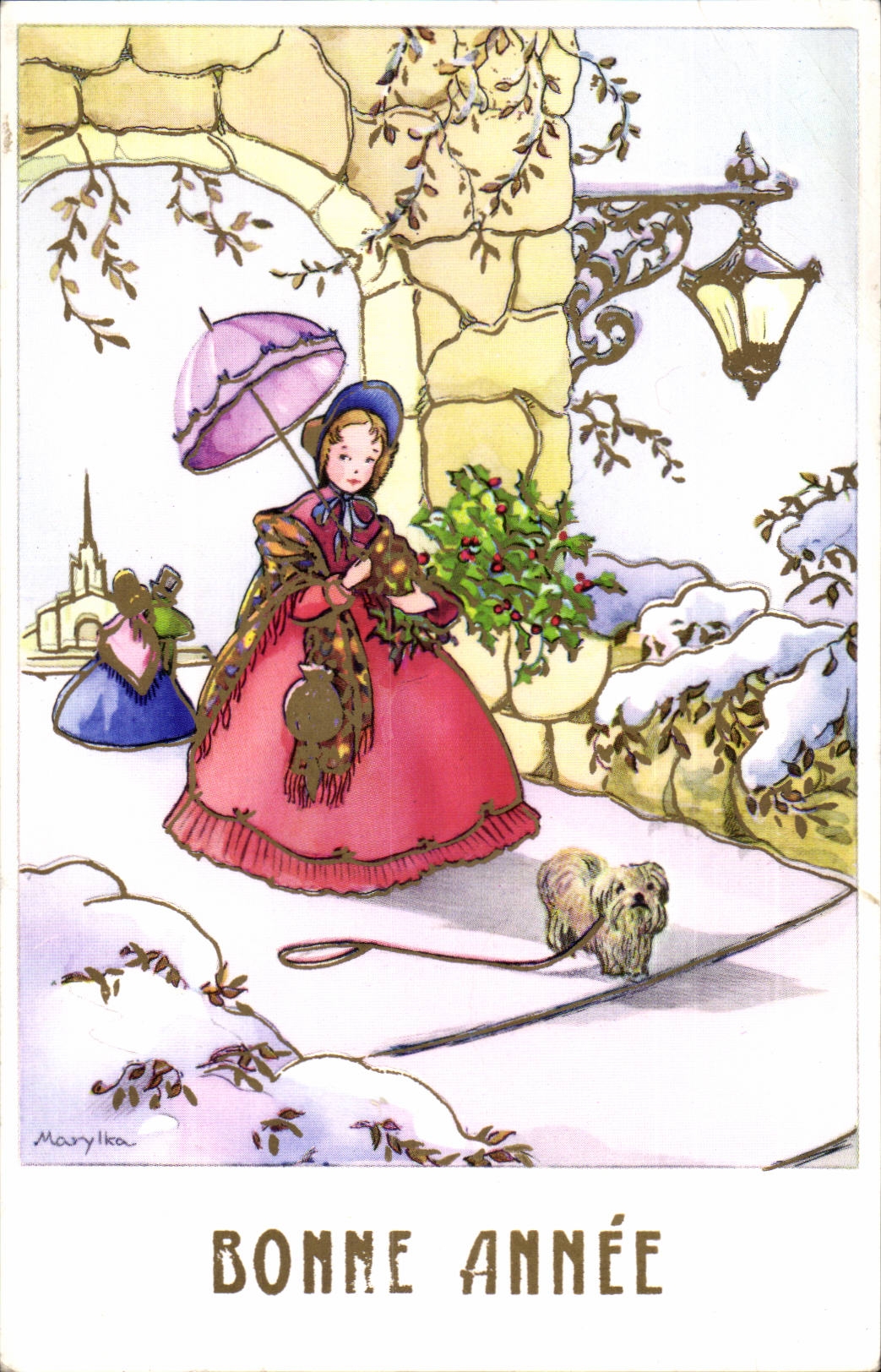 CPA Fantaisie Bonne annee (chien dog)