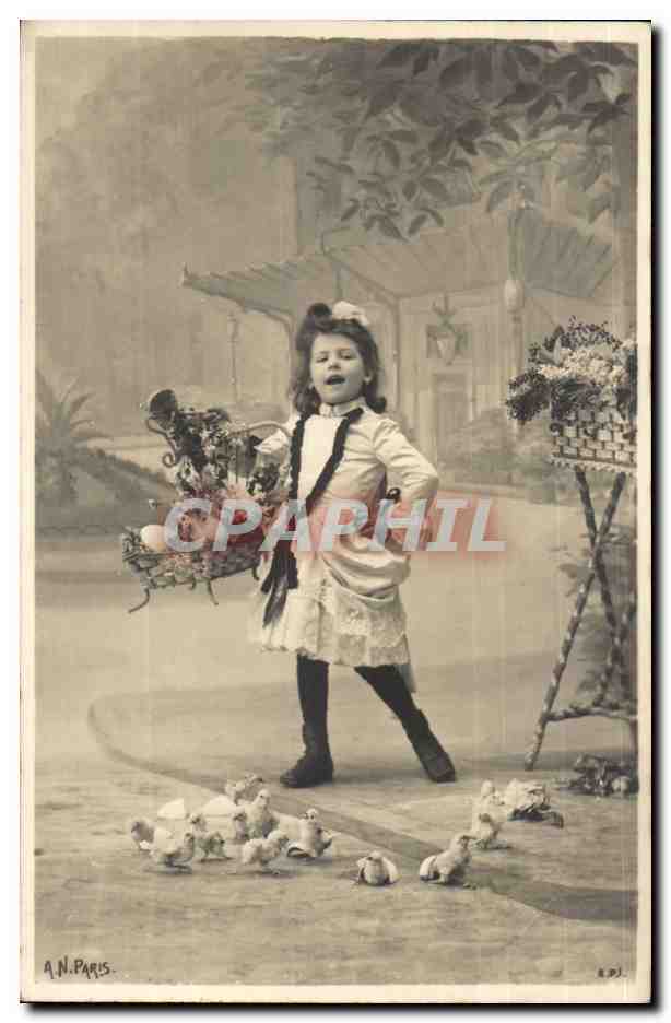 CPA Fantaisie Enfant Poussins