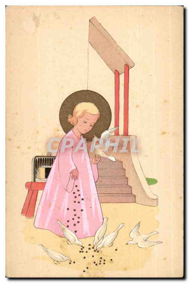 CPA Fantaisie Enfant et pigeons