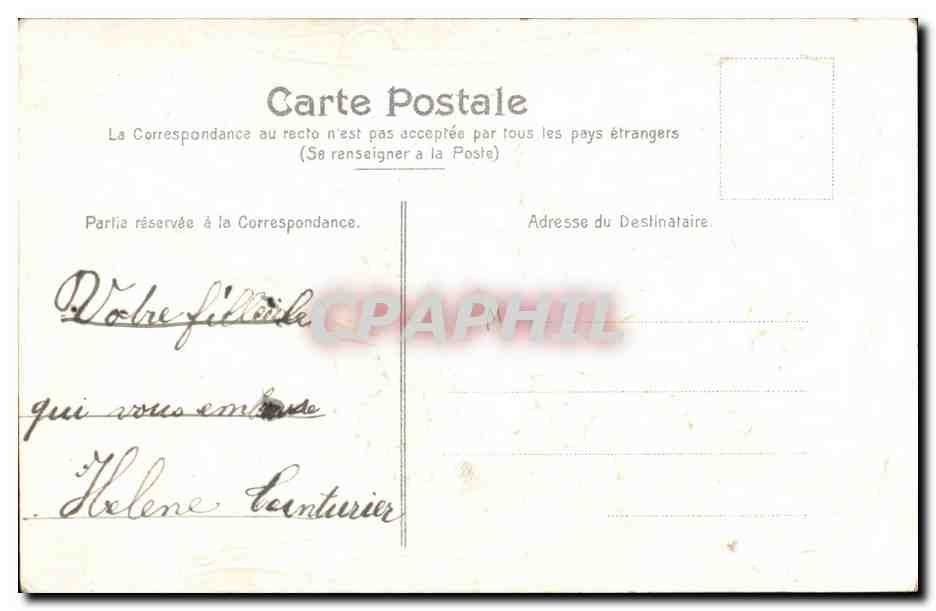 Bouquet de fleurs blanches et trèfles — Vœux de Bonne Fête — Carte postale — Verso