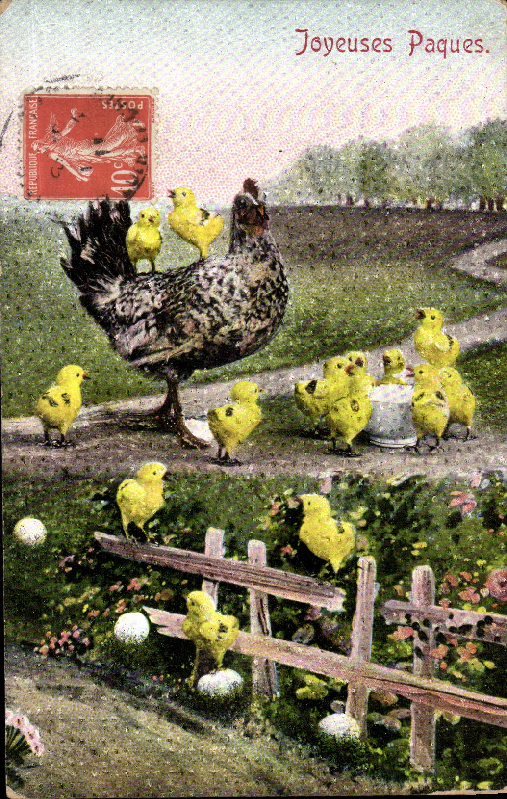 CPA Fantaisie Poussins Joyeuses Paques