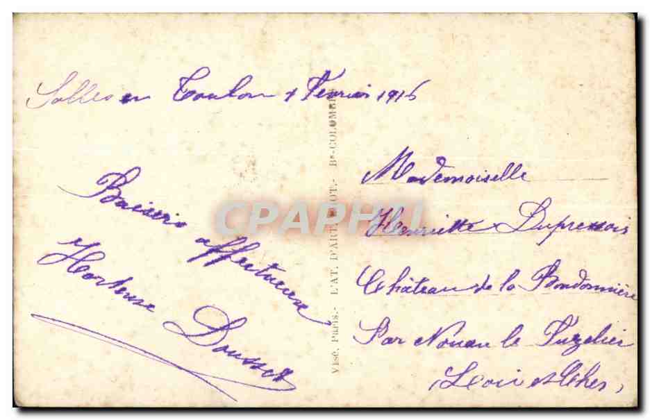 CPA Fantaisie Enfant Je pense a toi (militaria Dragons) — Rückseite