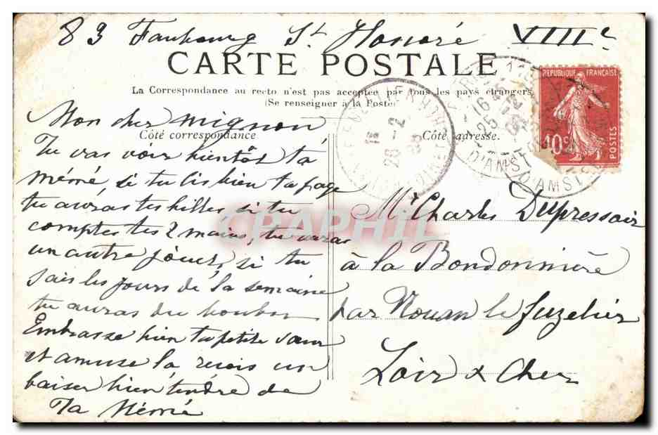 Paris CPA La Bastille Colonne de Juillet — Rückseite