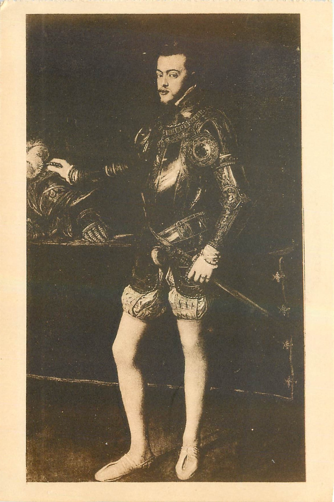 CPA Museo de Prado Felipe II Tiziano 