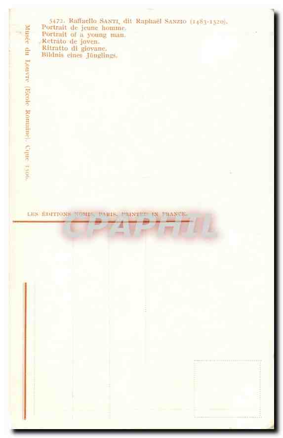 CPA Raffaello Santi Portrait de Jeune homme — Verso