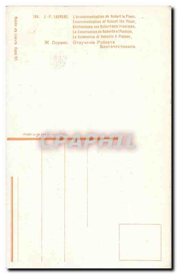 CPA Laurens L'exommunication de Robert Le Pieux — Verso
