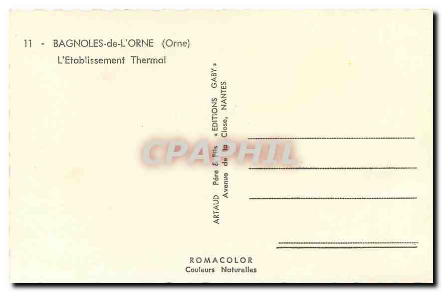 CPA Bagnoles de l'Orne l'Etablissement Thermal  — Rückseite