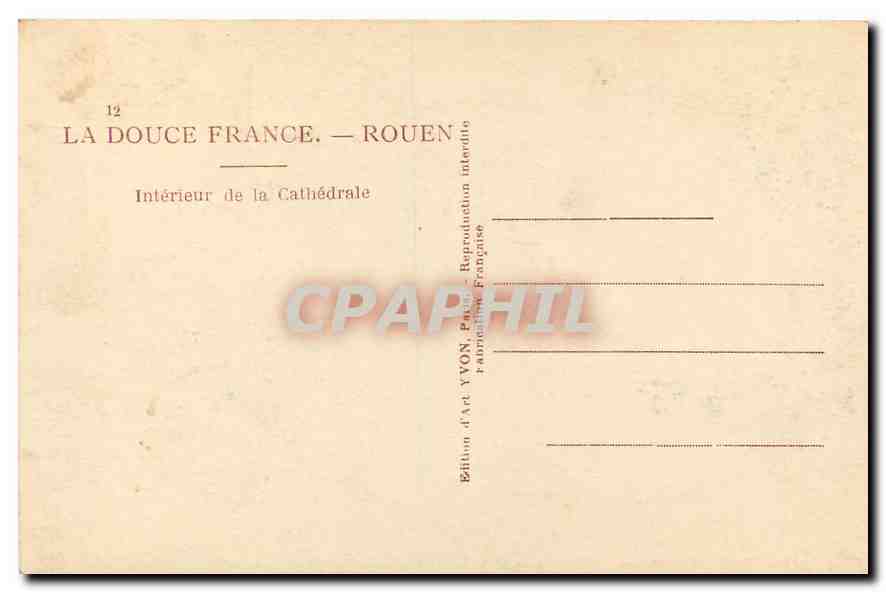 CPA La Douce France Rouen Interieur de la Cathedrale  — Verso