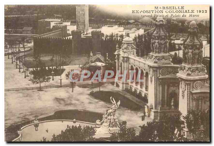 CPA Marseille Exposition Coloniale Grand Palais et Palais du Maroc 