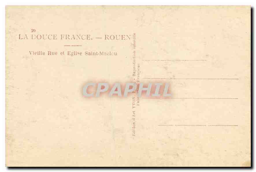 CPA La Douce France Rouen Vieille Rue et Eglise Saint Maelou  — Verso