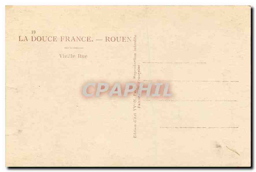 CPA La Douce France Rouen Vieille Rue  — Verso