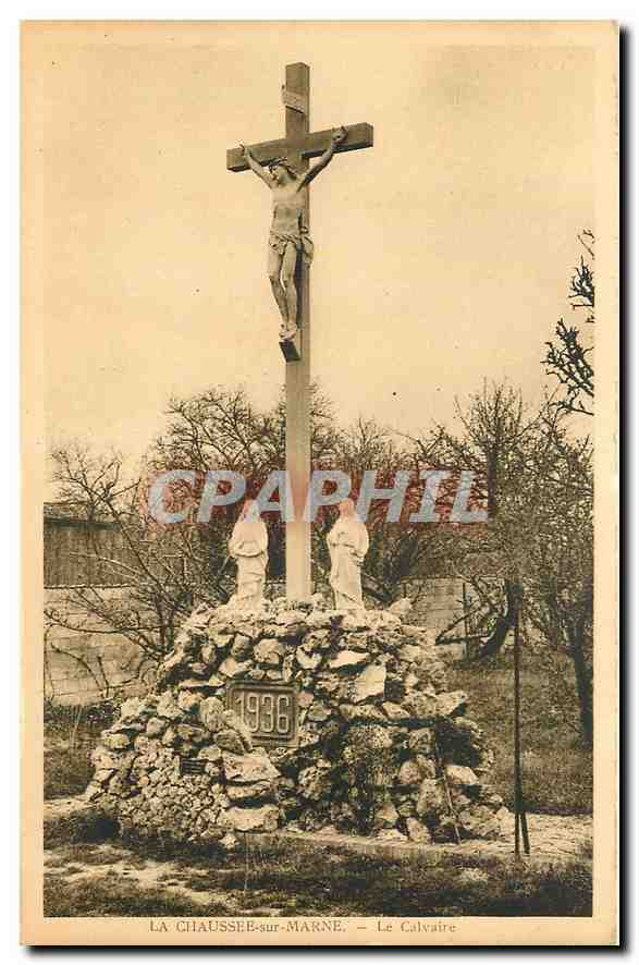 CPA Le Calvaire Pose a la restauration des deux Eglises de la Chaussee 
