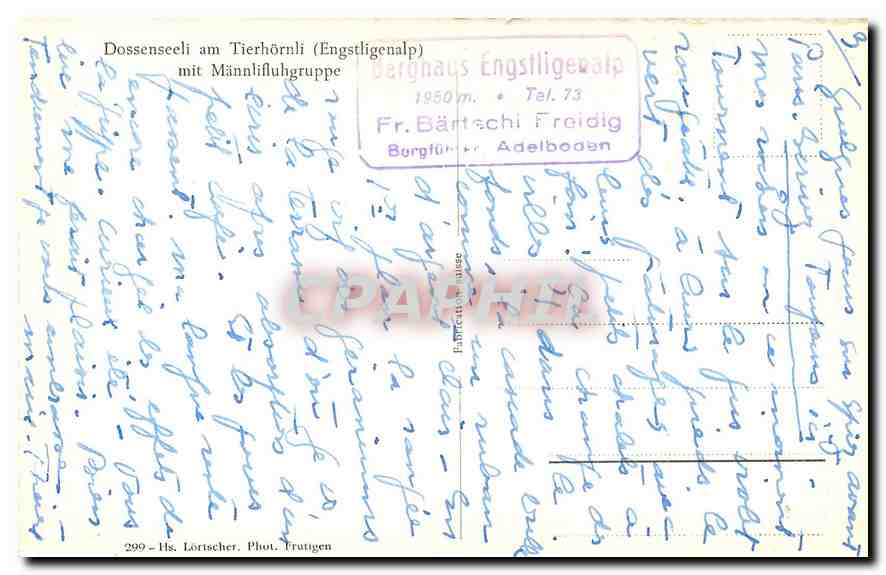 CPA Dossenseeli am Tierhornli Engstligenalp mit Mannlifluhgruppe  — Rückseite