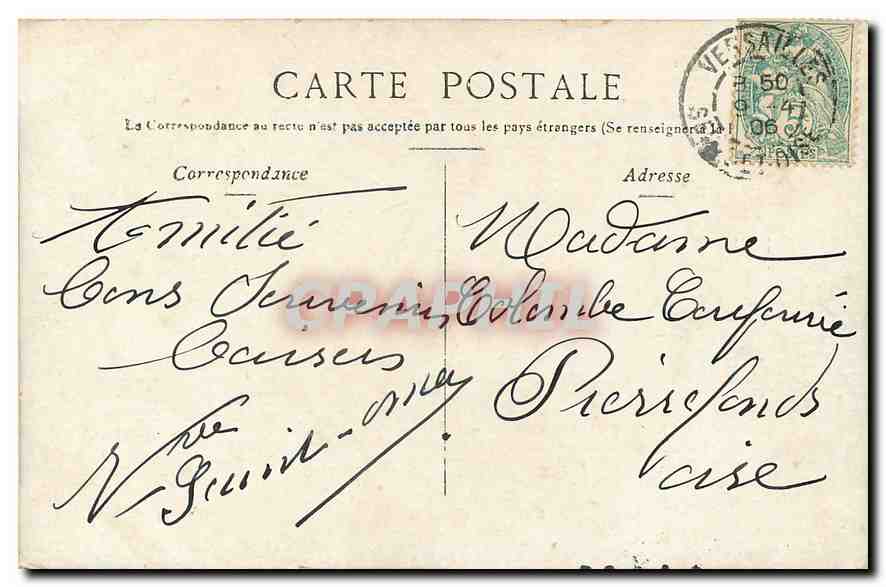 CPA Versailles Neptune  — Verso