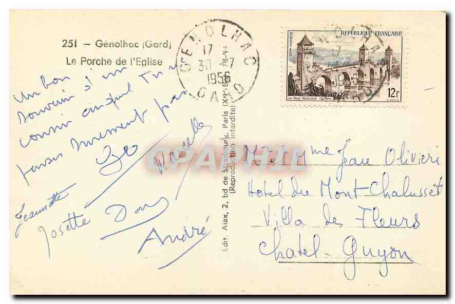CPA Genolhac Gard Le Porche de l'Eglise  — Verso