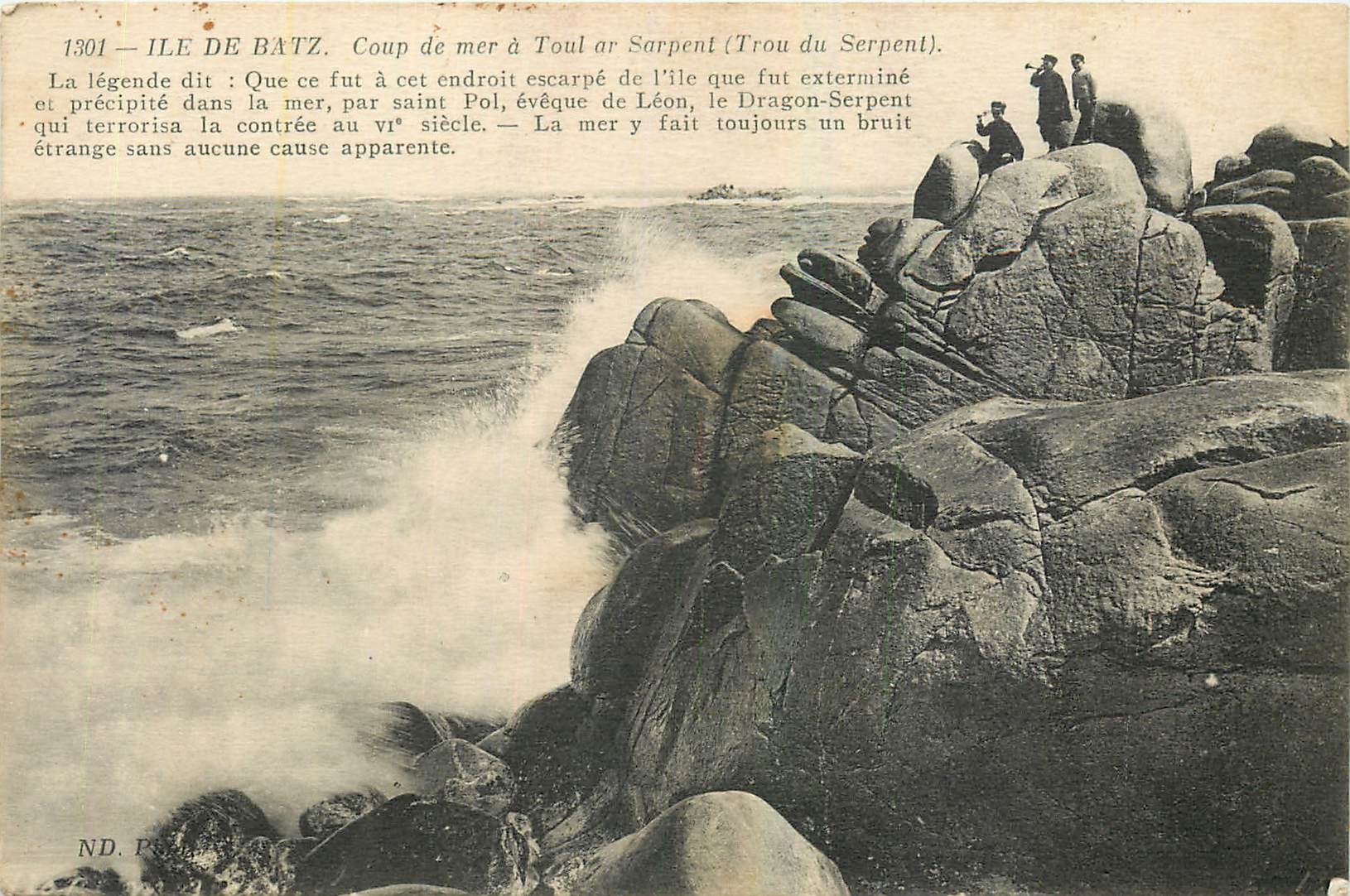 Ile de Batz — Coup de mer à Toul ar Sarpent (Trou du Serpent) — ND. P. (éditeur)