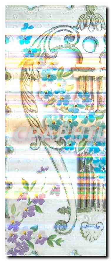 Carte postale décorative — motifs floraux et architecturaux — éditeur inconnu