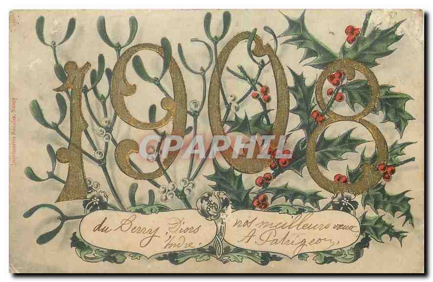 Neujahrskarte 1908 — Verlag: Imprimeries Héloïse, Nancy
