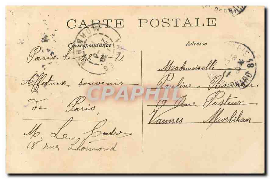 CPA Paris L'Hotel de Ville  — Rückseite