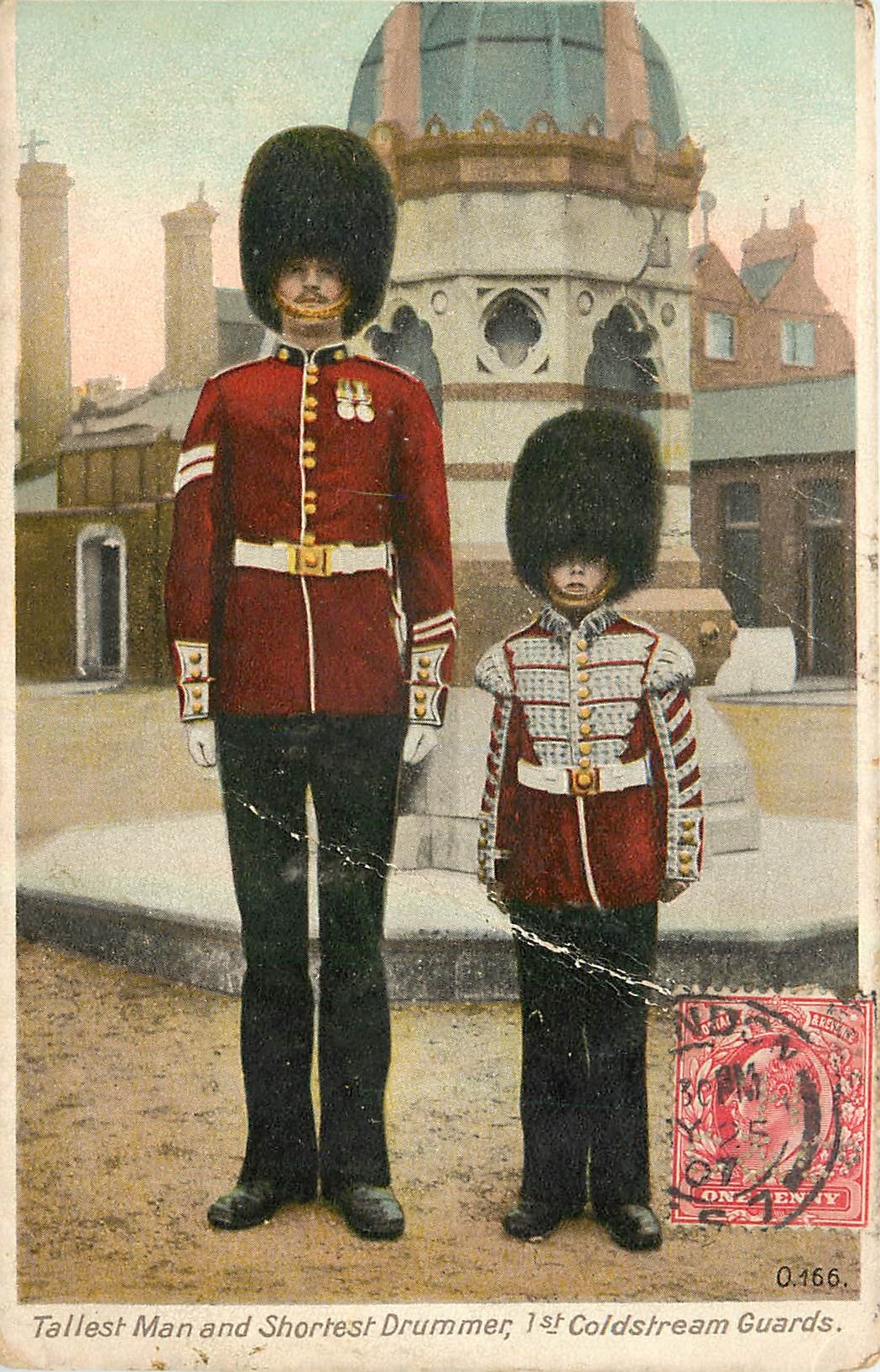 CPA Tallest Manard Shortest Drummer Coldstream Guards Militaria