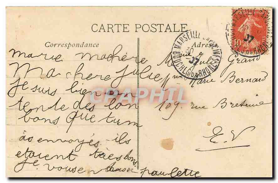CPA Marseille Palais Longchamp Motif Central  — Verso