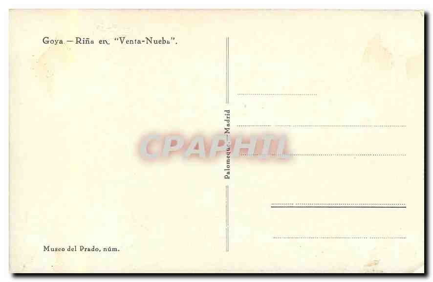 CPA Musee del Prado Goya Venta Nueba  — Rückseite