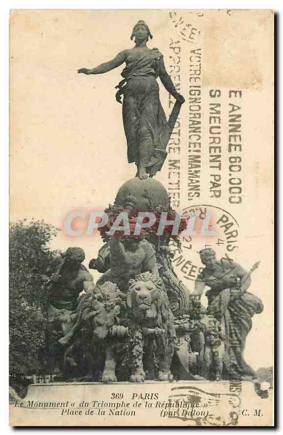 CPA Paris Le Monument du Triomphe de la Republique Place de la Nation Lion
