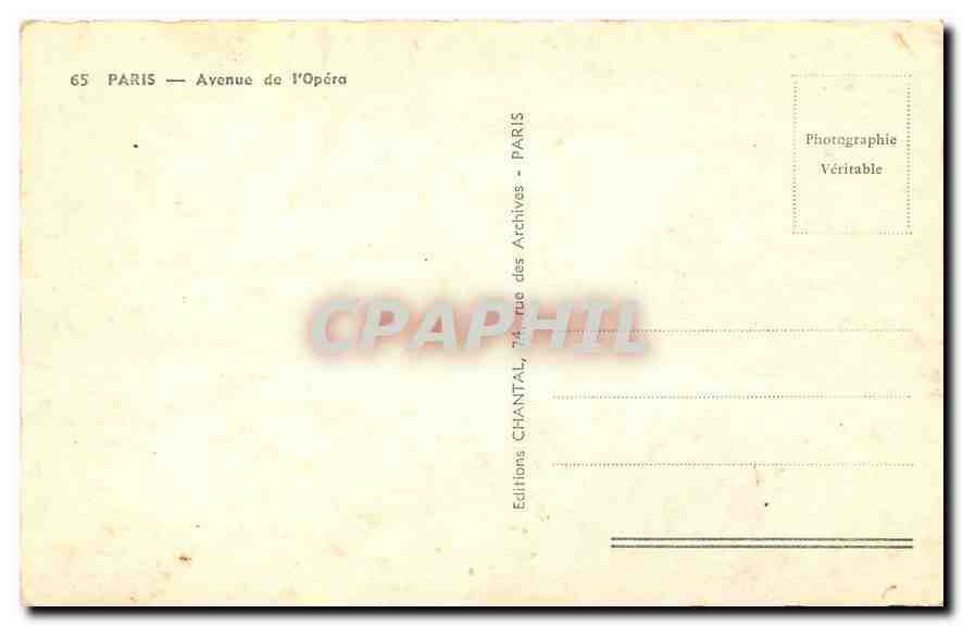 CPA Paris Avenue de l'Opera  — Verso