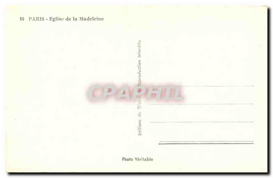 CPA Paris Eglise de la Madeleine  — Verso